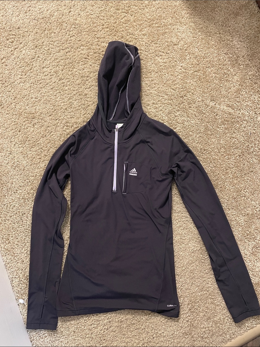 adidas Black Hooded Long-Sleeve Exercise Top